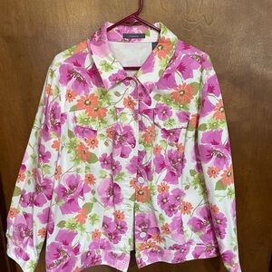 Liz Claiborne Pink and Green Floral Jacket
